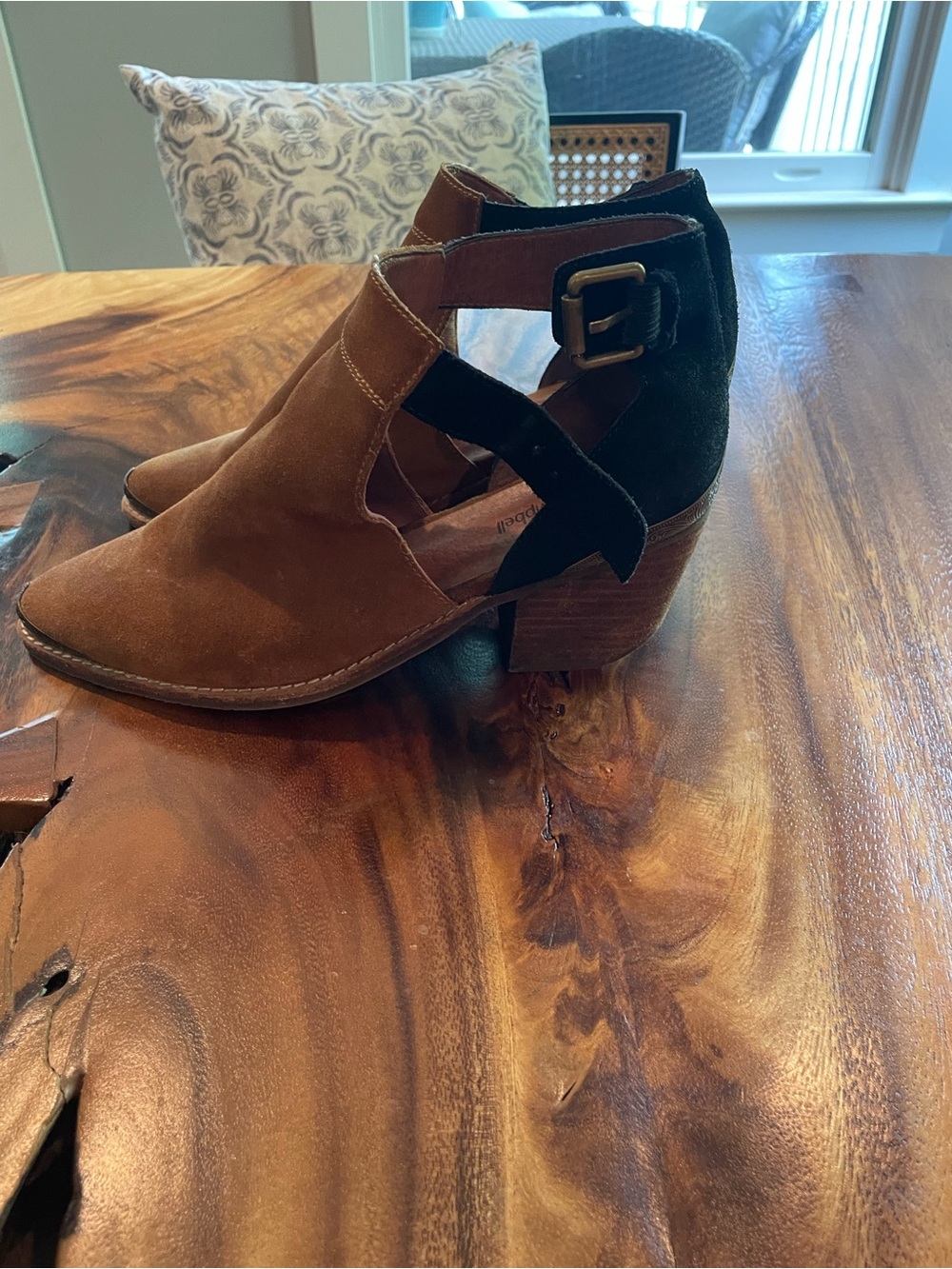 Jeffrey Campbell Two-Tone Brown and Black Suede Cutout Ankle Boots